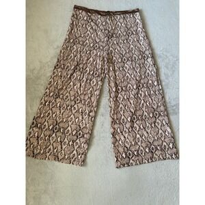 Pretty Little Thing Size 2X Snakeskin Print Wide Leg Pants Satin Waist Plus Size